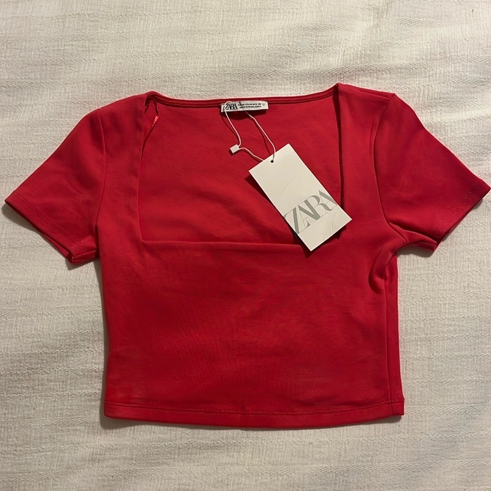 Zara Square Neck Top Hot Pink